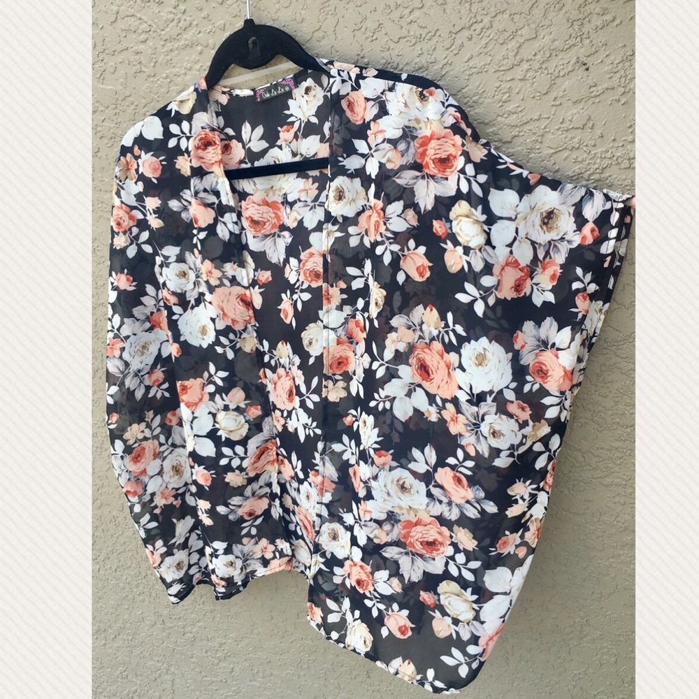 Sheer Rose Floral Kimono